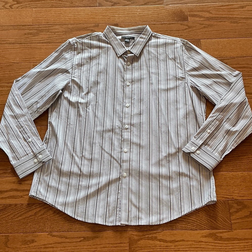 Structure Black and White Striped Men's Dress Shirt, Sz XXL EUC
